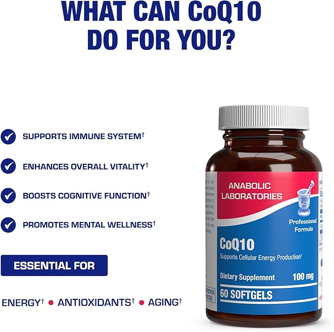High Absorption CoQ10 100mg Softgels - Clinical Formula Coenzyme Q10 100mg for Skin Heart Energy Antioxidant and Brain Support - Easy to Swallow - Made in The USA in cGMP Facilities - 60 Servings