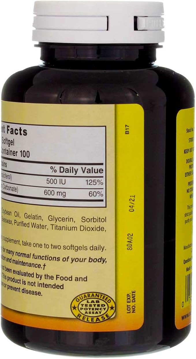 Nature's Blend Liquid Calcium 600 mg with D3 Softgels - 100 ct Pack of 6