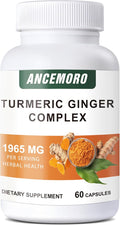 ANCEMORO Turmeric and Ginger Supplement - 1500mg Organic Turmeric with 95% Curcuminoids Ginger Root &amp Black Pepper - High Absorption Supplement - 60 Vegan Capsules