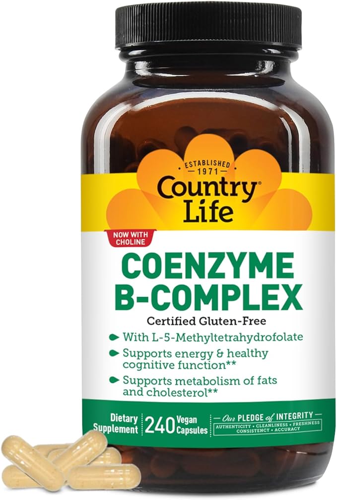 Country Life Coenzyme Vitamin B Complex Caps 240 Capsules and Magnesium Citrate 250 mg 120 Tablets Bundle
