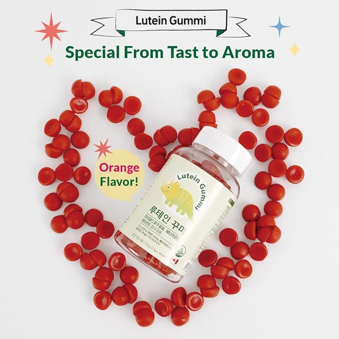 Lutein Eye Health Gummies – Marigold Extract with Vitamin E &amp Beta-Carotene – Orange Flavor Chewable Supplement (60 Gummies)