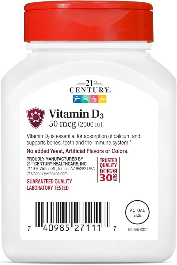 21st Century Vitamin D-2000 Tablets - 110 ct Pack of 3