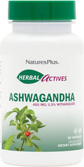 NaturesPlus Herbal Actives Ashwagandha 450 mg - 60 Vegetarian Capsules - Prescription Quality - Gluten Free - 60 Servings