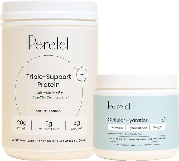 Perelel Triple-Support Plant Based Protein &amp Hydration Powder Bundle