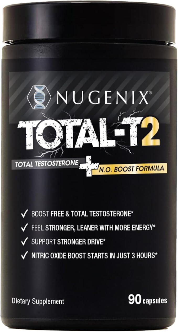 Nugenix Total-T2 - Testosterone Booster and Nitric Oxide Booster for Men Tesnor S7 ElevATP Tongkat Citrulline Nitric Oxide and Testosterone Supplement for Men (90 Count)