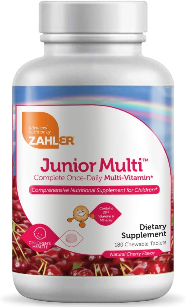 Zahler Junior Multi™ Complete Once-Daily Multi-Vitamin Natural Cherry 180 Chewable Tablets