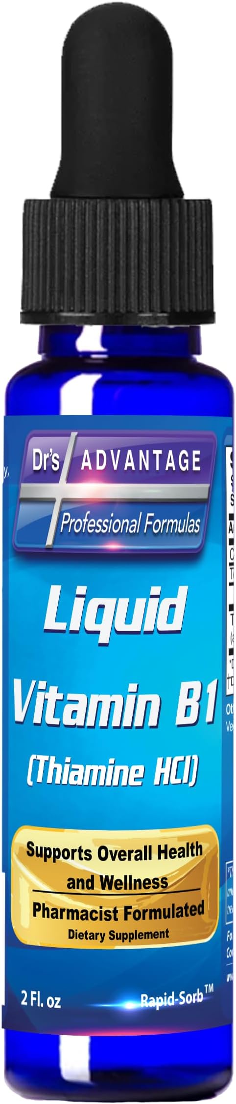Dr's Advantage Liquid Vitamin B1 Dropper 2oz - Thiamine B1 Supplement for Energy Support - Essential B1 Vitamins - Promotes Metabolism and Nervous System Health