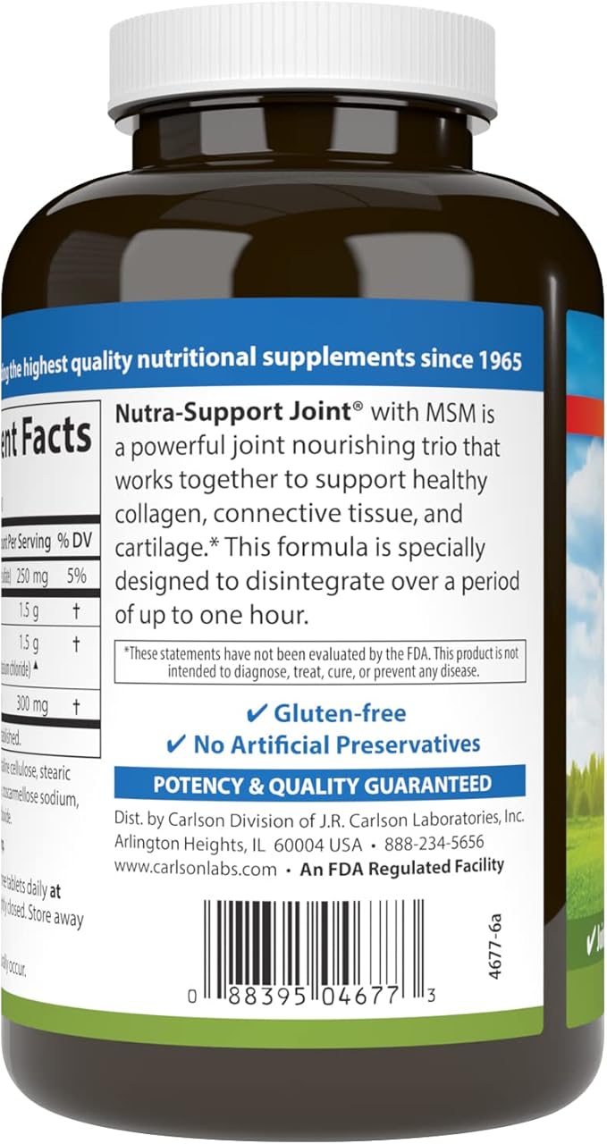 Carlson - Nutra-Support Glucosamine Chondroitin &amp MSM Joint Function Cartilage Support &amp Optimal Wellness 120 tablets