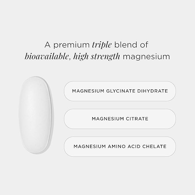 JSHealth Vitamins Advanced Magnesium Supplements with Magnesium Glycinate &amp Citrate for Muscle Relaxation (120 Tablets)