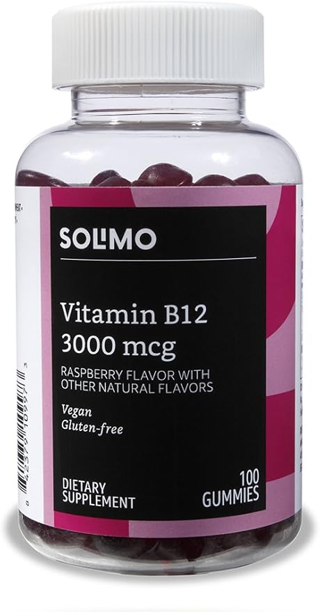 Amazon Basics Vitamin B12 3000 mcg Gummies (2 Packs of 100) 2 per Serving and Amazon Basics Vitamin D3 2000 IU Gummies Orange Lemon &amp Strawberry 160 Count (2 per Serving) (Previously Solimo)