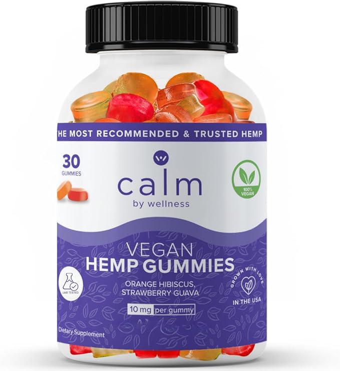 Calm by Wellness Vegan Gummies 30 Count High Potency Pure Organic All Natural Supplement for Sleep and Pain Relief Mood Focus Relaxation