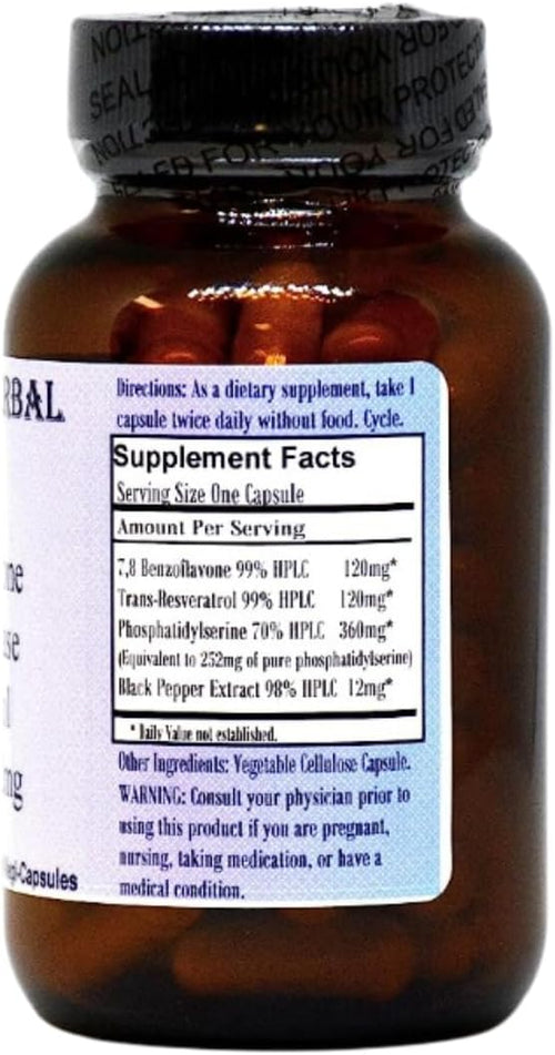 78 Benzoflavone | 612mg Per Capsule | 60 Veggie Capsules | Anti Aromatase Anti Cortisol | Hormonal Balance Cognitive Function &amp Heart Health Support | Glass Bottle | Stearate-Free