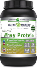 Amazing Formulas Grass-Fed Whey Protein Powder | 25 Grams Protein Supplement | Natural Sweetener and Flavor | Contains BCAA &amp EAA | Non-GMO | Made in USA (2 Lb Unflavored)