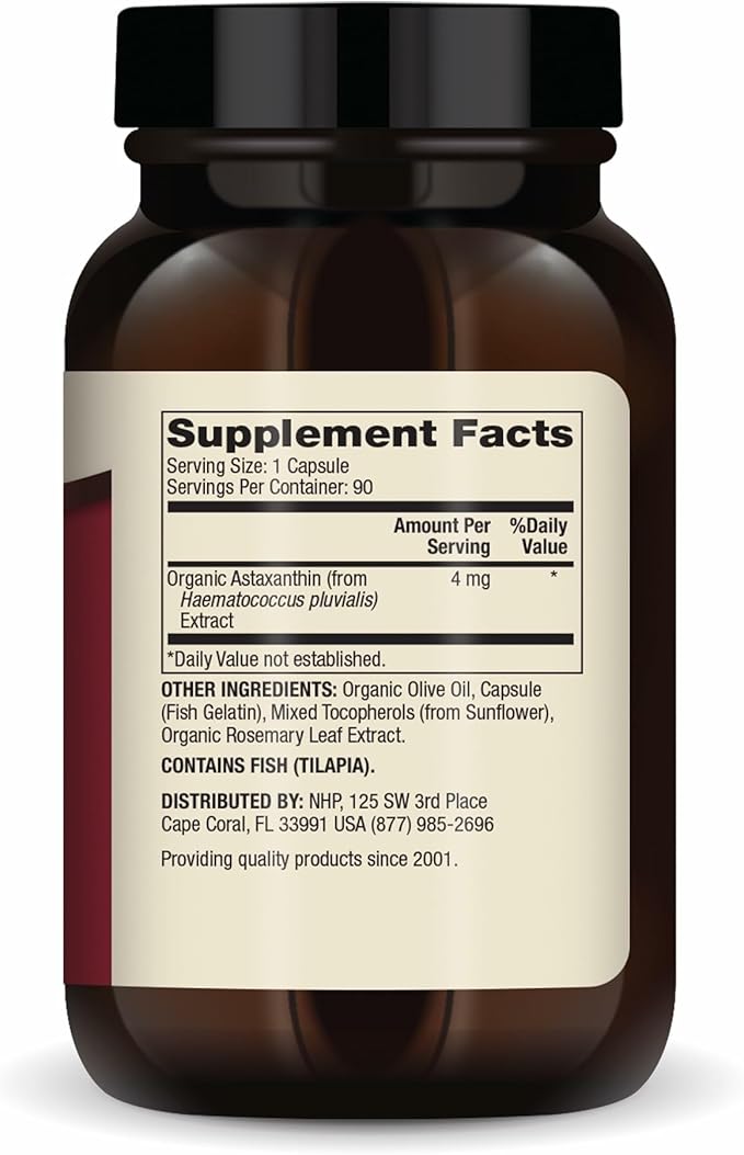 Dr. Mercola Organic Astaxanthin - 4 mg Astaxanthin - Powerful Antioxidant Support - Organic Microalgae Extract - Non-GMO Gluten-Free &amp Soy-Free - 90 Capsules (90 Servings)