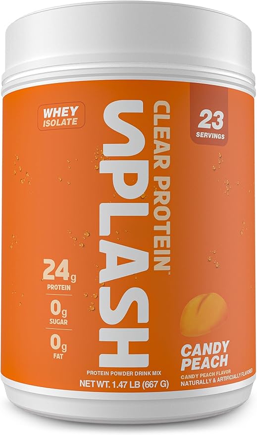 Revolution Nutrition Splash Clear Protein Clear Whey Protein Powder Juice-Type Protein Candy Flavour Collagen 24g Protein Zero Sugar Zero Carb 667g 23 Servings (Candy Peach 1.47 Pound)