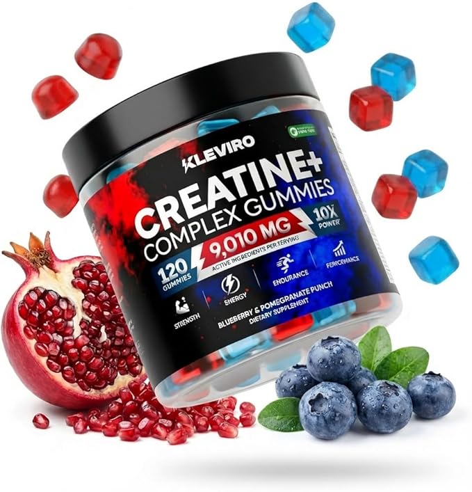 Creatine Monohydrate Gummies - Blueberry &amp Pomegranate Creatine for Women and Men - Supplement Supports Muscle Gain Energy Pre and Post Workout Focus &amp Cognition Recovery