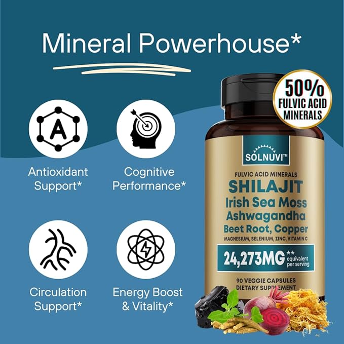 Cognitive Wellness Bundle - Resveratrol Complex &amp Shilajit Fulvic Acid Minerals - Sea Moss Ashwagandha Clinically Tested Cognigrape Red Grape Extract - Non-GMO Gluten-free Vegan Supplement