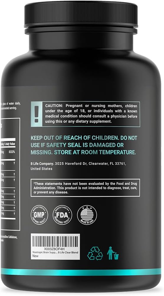 Lion’s Mane Mushroom Capsules – Memory Focus &amp Clarity – Nootropic Brain Supplement with Ashwagandha Thiamin (B1) Magnesium L-Threonate – Cognitive and Brain Support for Mental Energy 240 Caps