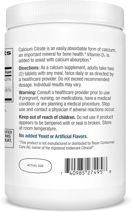 21st Century Calcium Citrate + Vitamin D Caplets - 400 ct Pack of 3