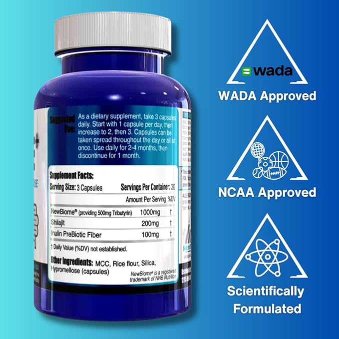 Iron Biome+ Gut Health &amp Metabolic Support - TriButyrin Shilajit Prebiotics &amp Nutrients for Digestive Wellness Immune Function &amp Sleep - 90 Capsules - Made in USA