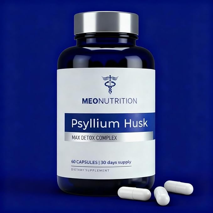 Psyllium Husk Capsules 1520mg - Max Detox Complex with Probiotics Herbs &amp Fiber for Digestive Regularity &amp Gut Health Support* - Made in USA Vegan - 60 Veggie Capsules