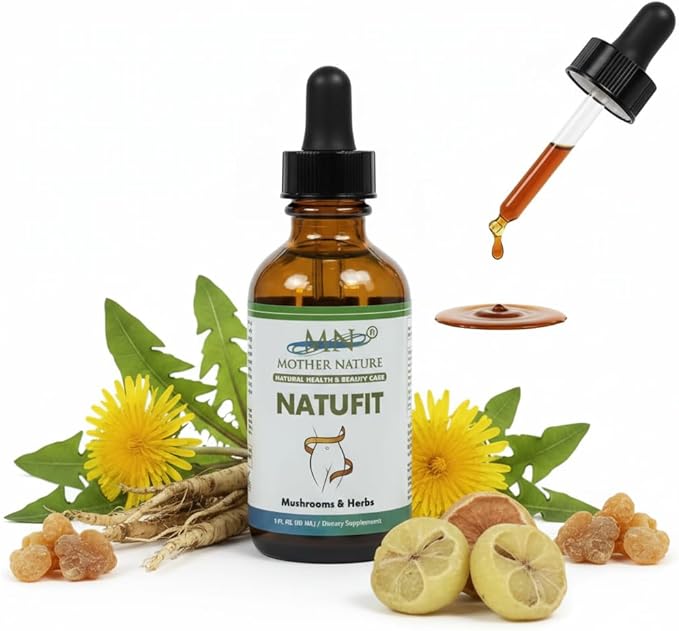 Mother Nature Natufit (Taraxacum) Mushrooms &amp Herbs Liquid Extract - 1000mg - 2 oz - Made in USA