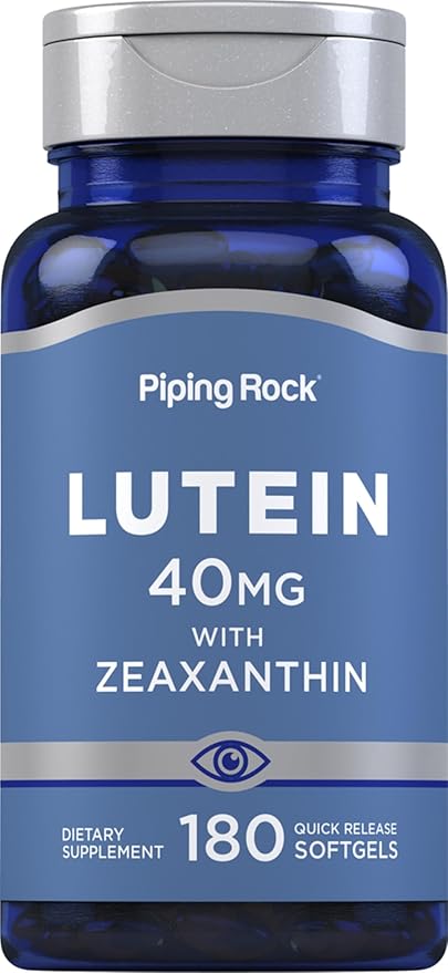 Piping Rock Lutein and Zeaxanthin Supplement | 40 mg | 180 Softgels | Eye Vitamins from Marigold Flower Extract | Non-GMO Gluten Free