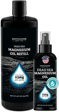 Aromasong Dead Sea Magnesium Oil Spray Bundle: 8oz Spray + 32oz Refill Bottle for Convenient and Cost-Effective Use