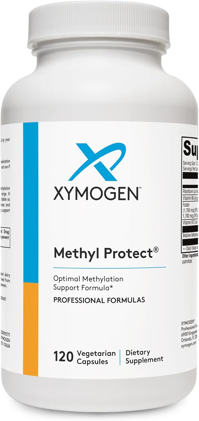 XYMOGEN Methyl Protect - Optimal Methylation Formula with Methyl Folate Vitamin B12 (Methylcobalamin b12) Riboflavin + B6 Vitamins - Cognitive Homocysteine + Heart Health Supplements (120 Capsules)