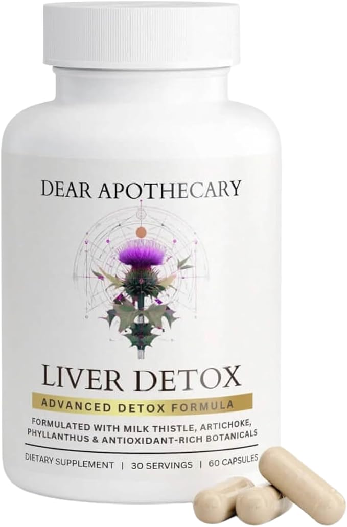 Liver Detox &amp Support Supplement with Milk Thistle 200mg Dandelion Root Artichoke - 22 Ingredient Liver Health Formula with Zinc Choline Turmeric Berberine - 60 Vegan Capsules