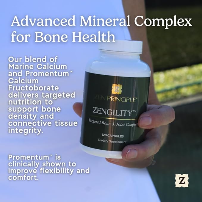 Zen Principle Zengility™ Joint Support &amp Bone Strength Supplement – Fast-Acting Relief with Glucosamine MSM Plant Calcium Vitamin K2 &amp D3. Vegan Formula for Mobility &amp Comfort. 120 Caps
