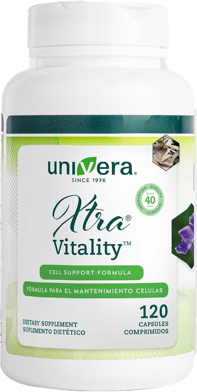 Univera Xtra Vitality - Cell Support Formula - Green Tea Extract Vitamin B6 American Ginseng Extract Ashwagandha Univestin for Joint Health 120 Capsules