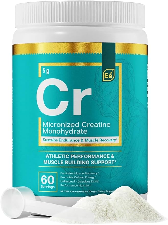 Essential Elements Micronized Creatine Monohydrate Powder for Men &amp Women - Unflavored &amp Easily Dissolved - 60 Servings