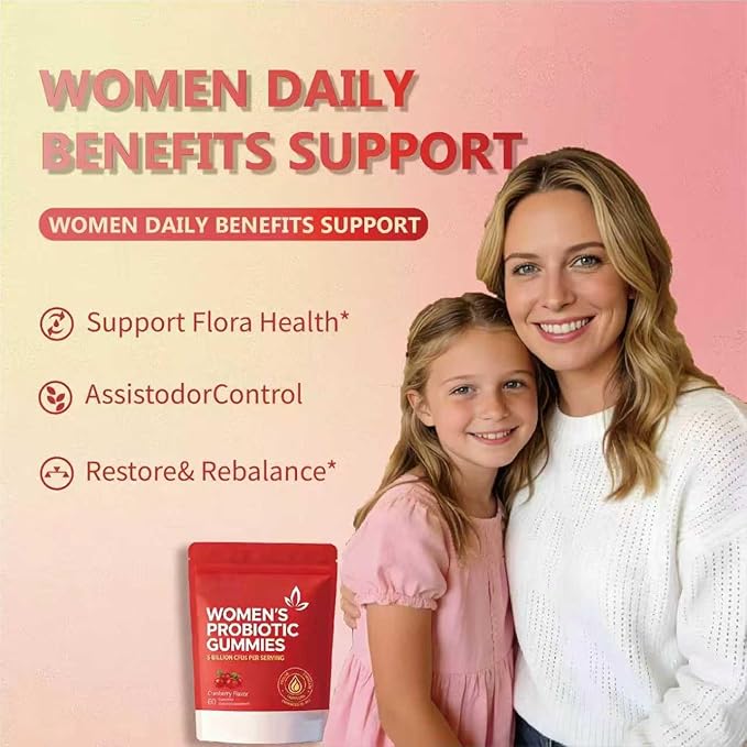 Women's probiotic Gummies Balance Vaginal pH Maintain Women's Health Balance Yeast Flora Enhance Immunity Promote Digestion and intestinal Health and Improve Vaginal Odor (2-Pack)