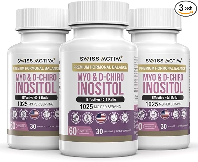 Swiss Activa+ Labs Myo Inositol &amp D-Chiro Inositol Supplement – 40:1 Ratio – Women’s Hormone Support – Supports Overall Menstrual Health &amp Metabolic Wellness – 90 Day Supply