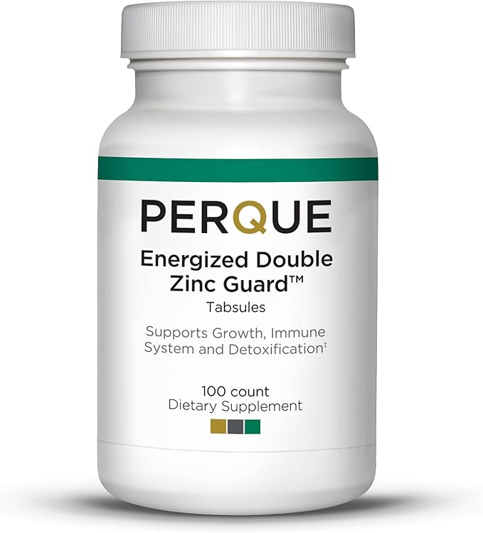 PERQUE Energized Double Zinc Guard 100 Tabs – Dual-Form Zinc Supplement with Picolinate &amp Citrate – Supports Immune Skin &amp Cellular Health – High-Absorption Non-GMO Gluten-Free Formula – 10