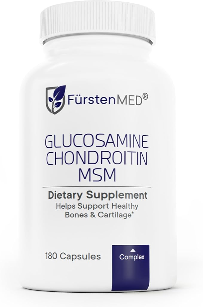 FürstenMED Glucosamine Chondroitin MSM Supplement - Chondroitin &amp Glucosamine Nutritional Supplements for Bones &amp Normal Cartilage Health - Support Normal Joint Health with Vitamin C - 180 Cap