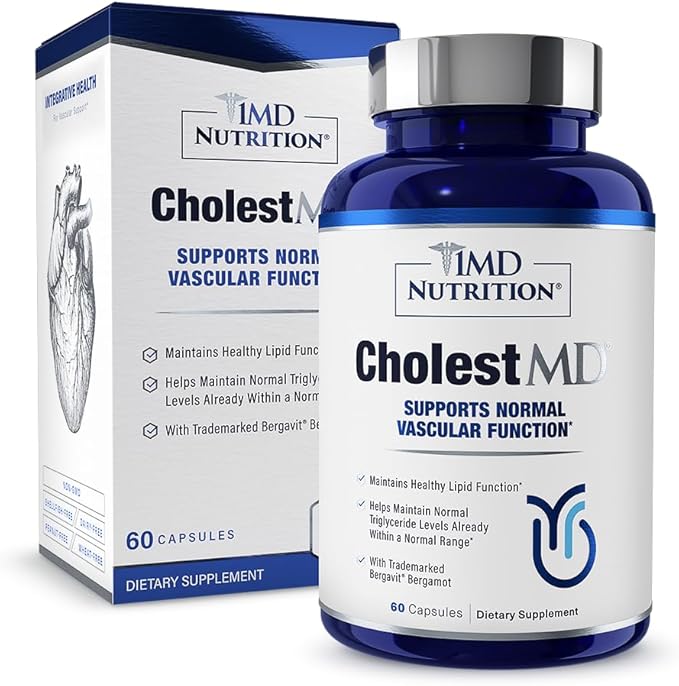 1MD Nutrition CholestMD with Olive Leaf Extract Bergavit Niacin Garlic | 60 Capsules