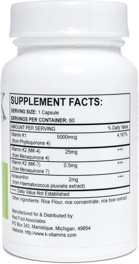 30.5 milligrams of Ks 2 milligrams Astaxanthin