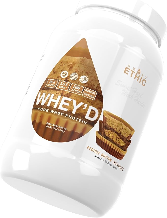 Sweat Ethic Whey'd Protein Powder 25 G Whey Protein Blend with Concentrate (30 Ounce Peanut Butter Chocolate)
