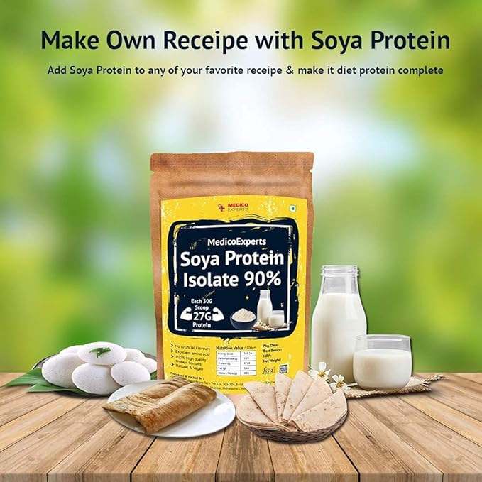 Astha MedicoExperts Soy Protein Isolate 90% Vegetarian and Natural 950 Grams (Unflavored)