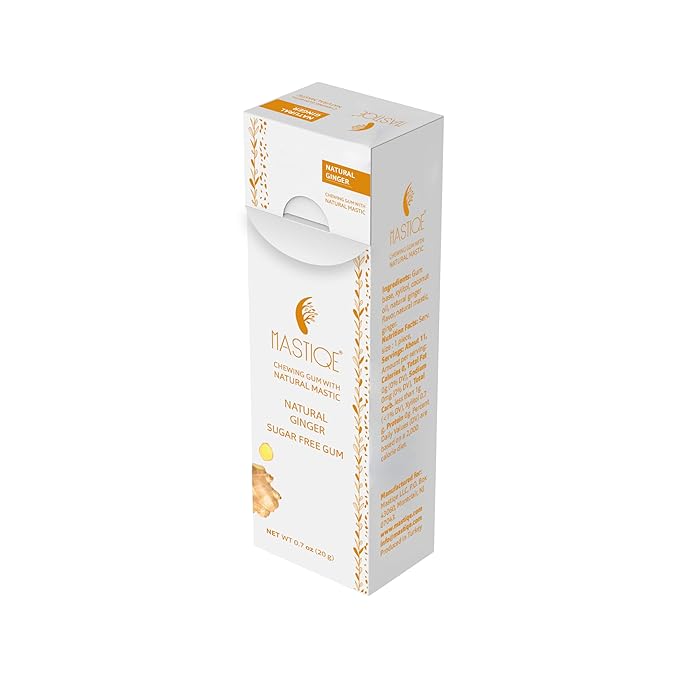 Mastiqe Sugar Free Hard Chewing Gum with Natural Mastic (12 Pack Ginger)