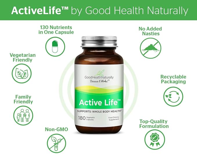 Active Life Capsules - Daily Multivitamin Supplements for Immune System | 120 Capsules - Good Health Naturally