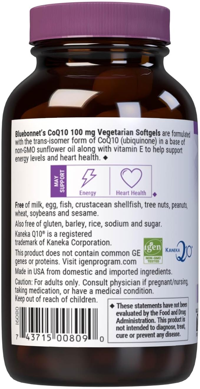 Bluebonnet CoQ-10 Vegetarian Softgels 100 mg 90 Count