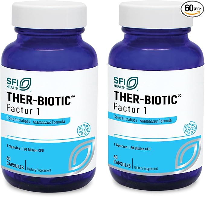 Klaire Labs SFI Health Ther-Biotic Factor 1 Probiotic - Lactobacillus Rhamnosus Single Strain - 20 Billion CFU - Gut &amp Immune Support L Rhamnosus Probiotics - Hypoallergenic (60 Capsules 2 Pack)