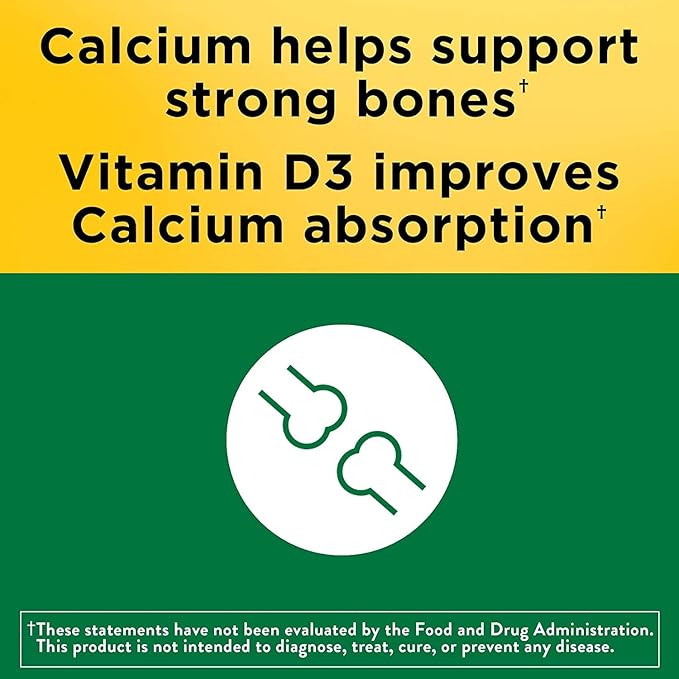 Nature Made Calcium 600 mg with Vitamin D3 Dietary Supplement for Bone Support 220 Tablets - Pack of 2