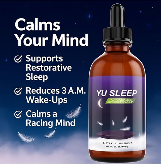 YuSleep – Natural Sleep Drops with Tart Cherry GABA &amp 5-HTP – Helps Reduce 3 A.M. Wake-Ups Calm a Racing Mind &amp Support Deep Restorative Sleep – Gentle 0.9 mg Melatonin – 2 oz / 60 ml