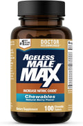 Ageless Male Max Chewable Nitric Oxide Booster Supplement for Men – High Potency Ashwagandha Extract to Boost Workouts Muscle &amp Performance Reduce Stress Support Sleep - 100 Count