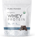 Dr. Mercola Pure Power Organic Whey Protein - 20 g Protein - Supports Muscle Growth &amp Energy - Grass-Fed Whey Concentrate - 15 Servings (20.60 oz) - Chocolate
