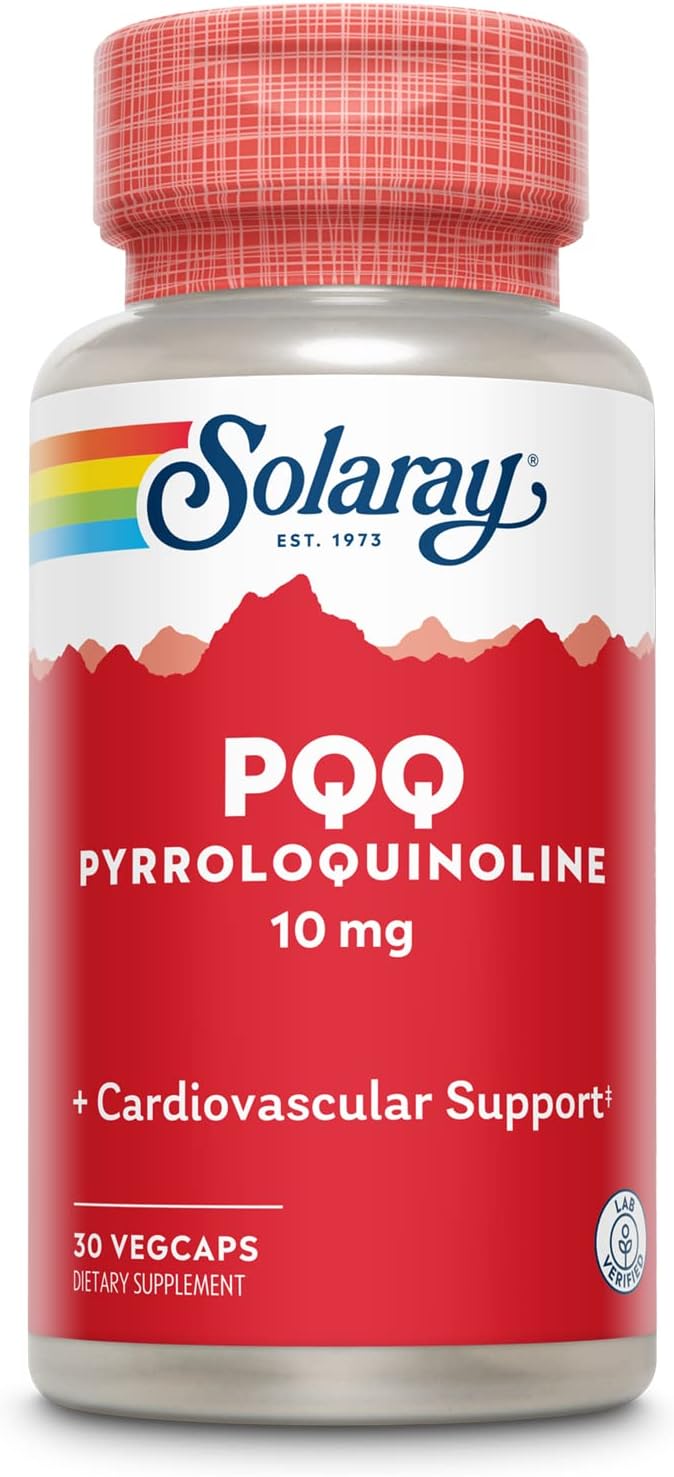 SOLARAY PQQ 10 mg Pyrroloquinoline Quinone Supplement Cellular Heart &amp Cognitive Function Support 30 VegCaps